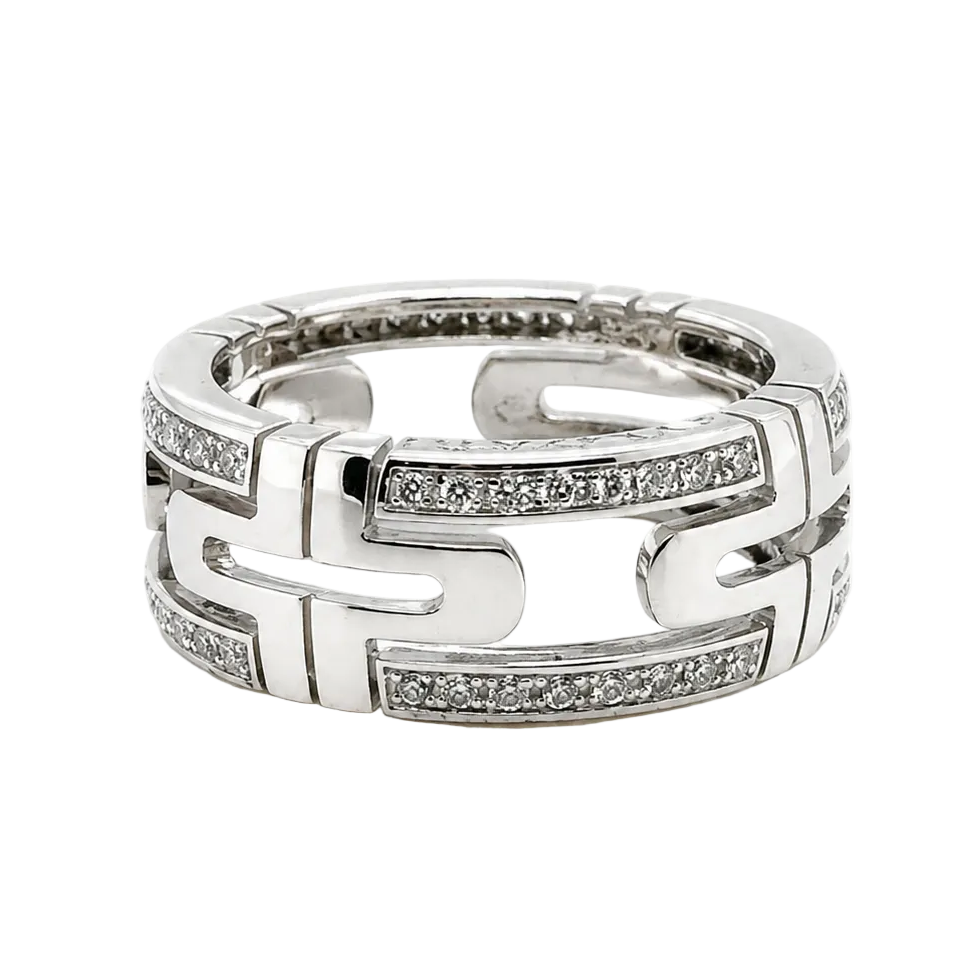 Bague Pavée BULGARI Parentesi en or blanc et diamants