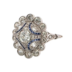 Bague Entourage en platine, saphirs et diamants