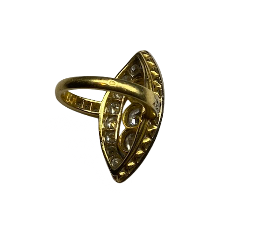 Bague Marquise en or jaune et diamants
