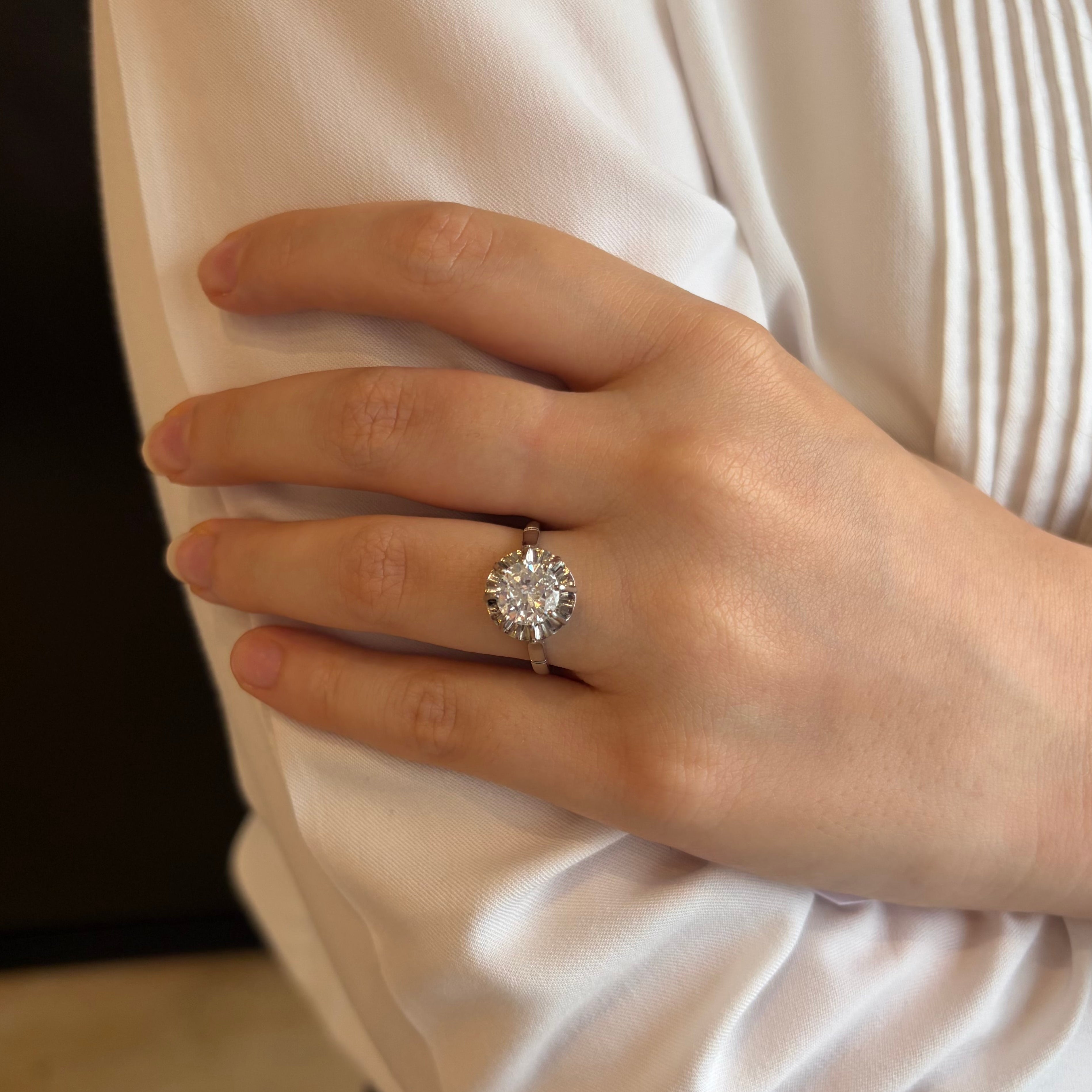 Bague Solitaire en platine et diamant