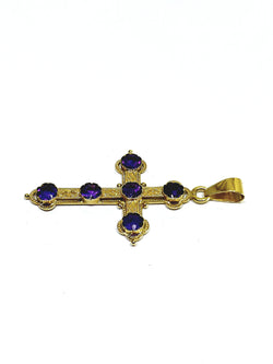 Croix en or et améthyste