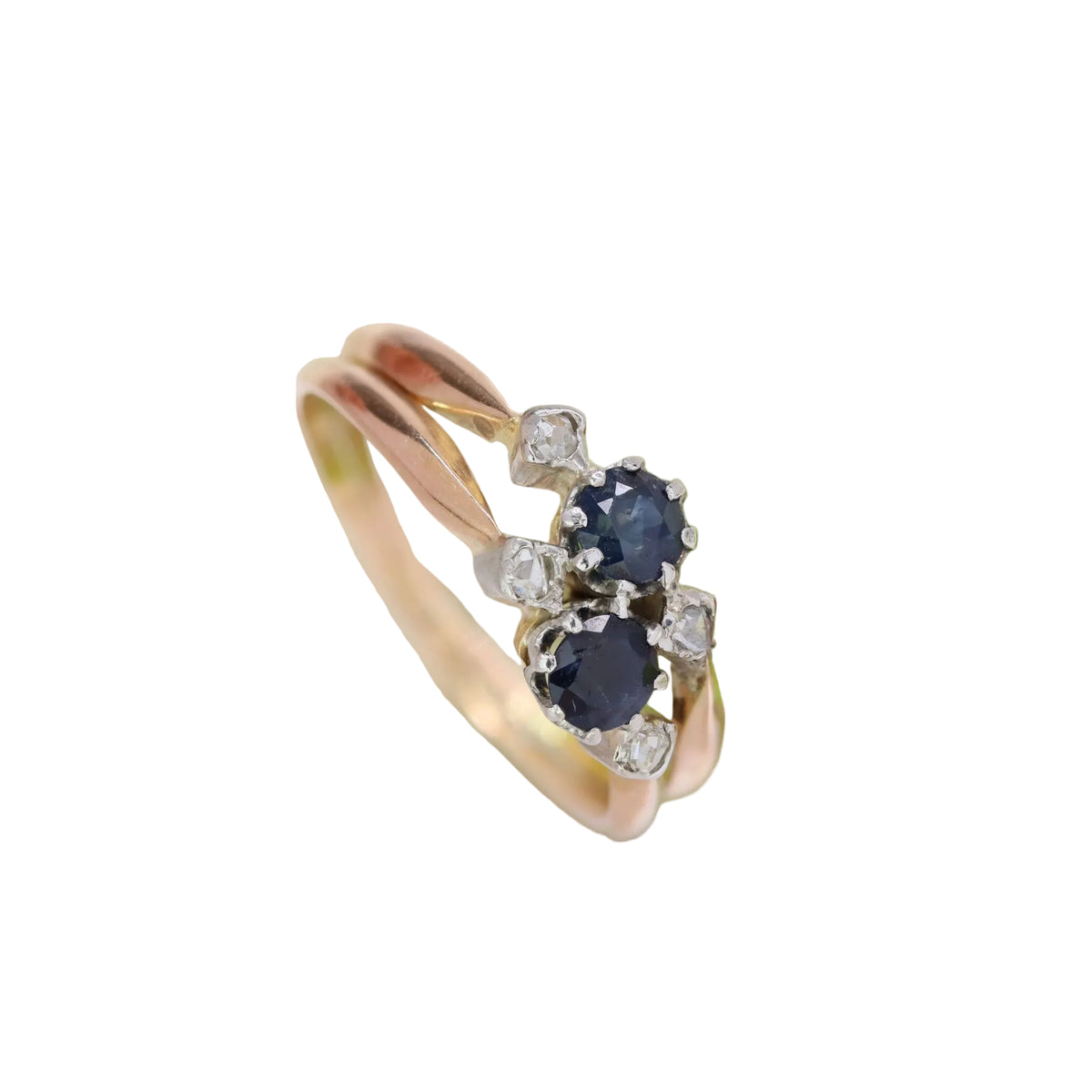 Bague Toi & Moi en or rose, saphirs et diamants
