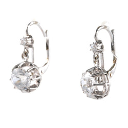 Boucles d'oreilles Dormeuses en or blanc et zirconiums