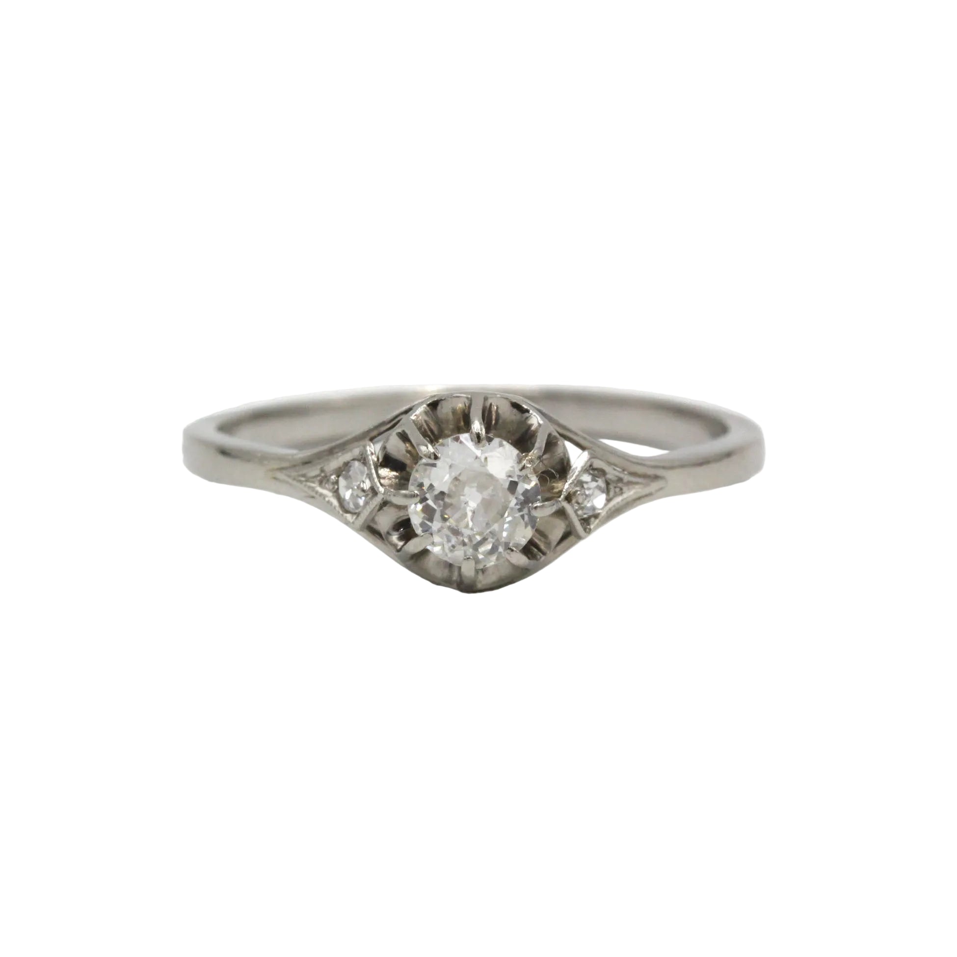 Bague Solitaire en platine et diamants