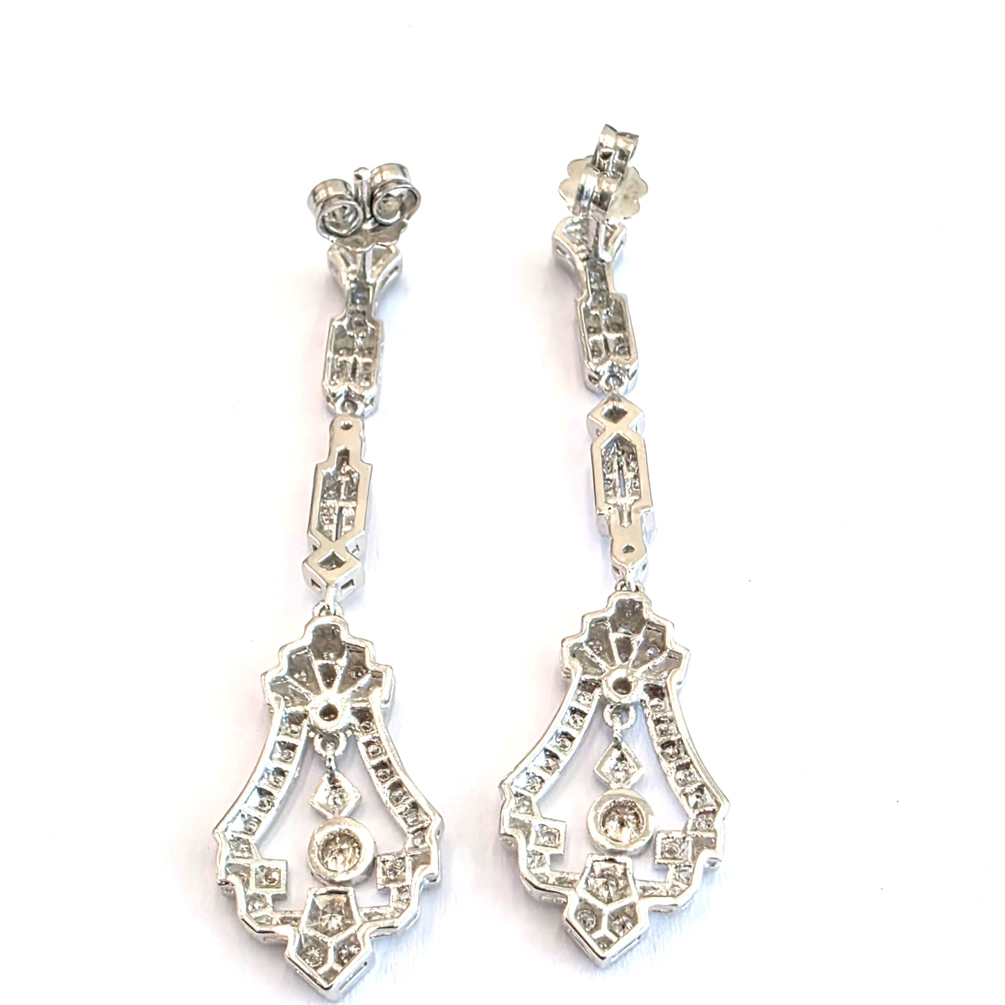 Boucles d'oreilles Pendantes en or blanc et diamants