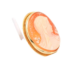 Broche en or jaune et camée