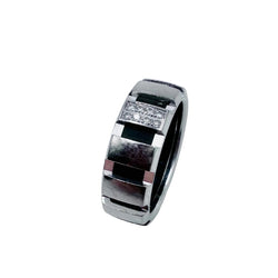 Bague Bandeau CHAUMET "Class One" en or blanc, diamants et caoutchouc
