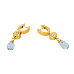 Boucles d'oreilles Or jaune Aigue-marine