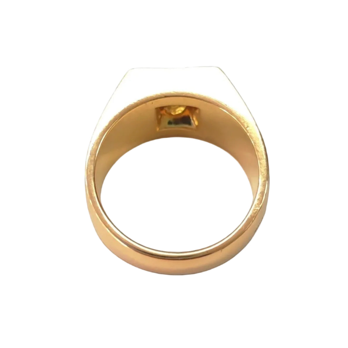 Bague Chevalière en or jaune, platine et diamant