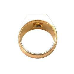 Bague Chevalière en or jaune, platine et diamant