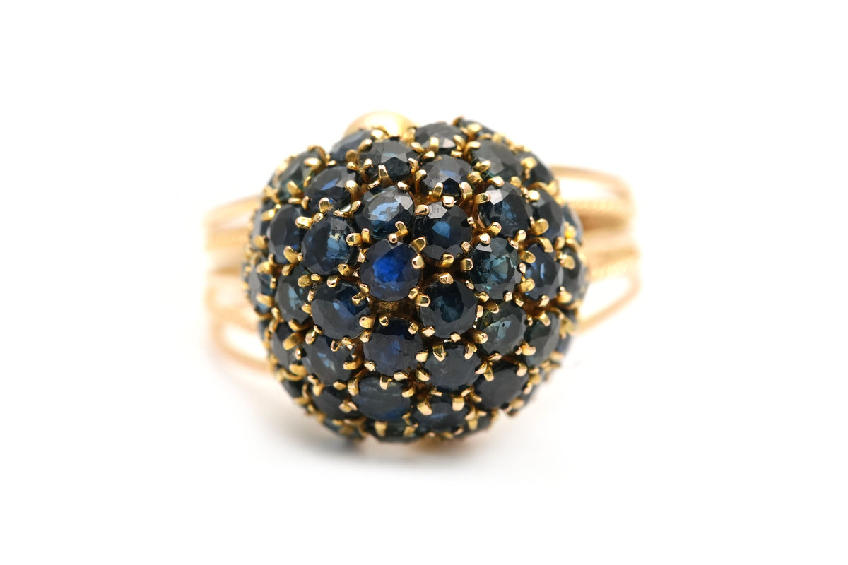 Bague Dôme en or jaune et saphirs
