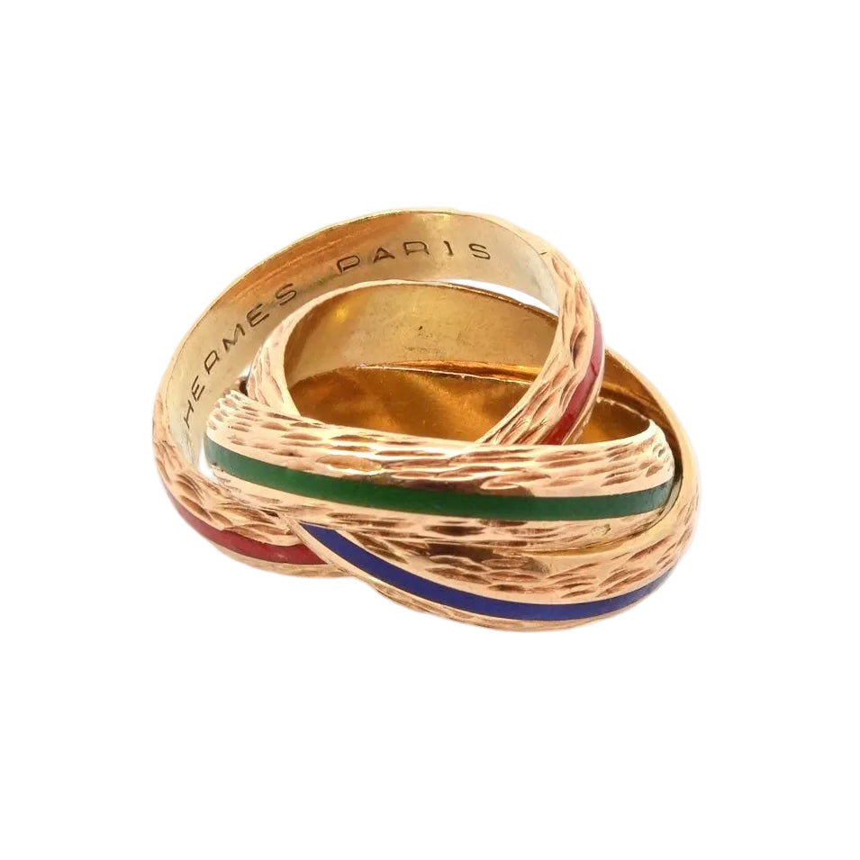 Bague Alliance HERMÉS "Trinity" en or jaune et émail