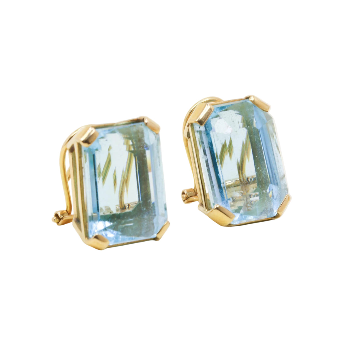 Boucles d'oreilles Clips en or jaune et aigues-marines