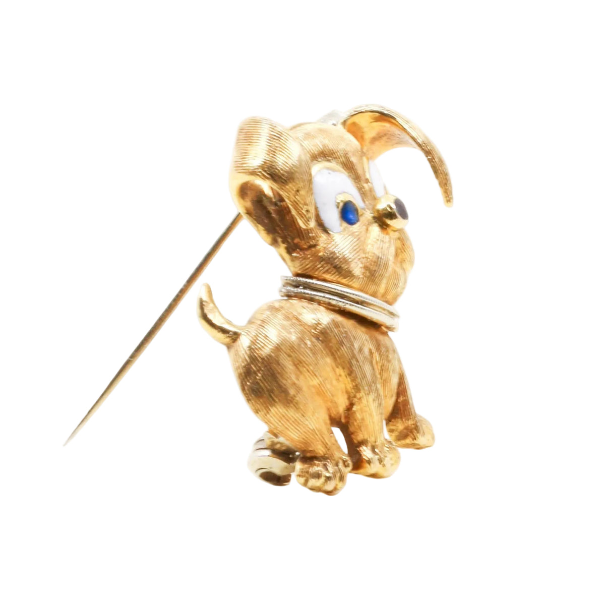 Broche Épingle en or blanc, or jaune, émail et saphirs