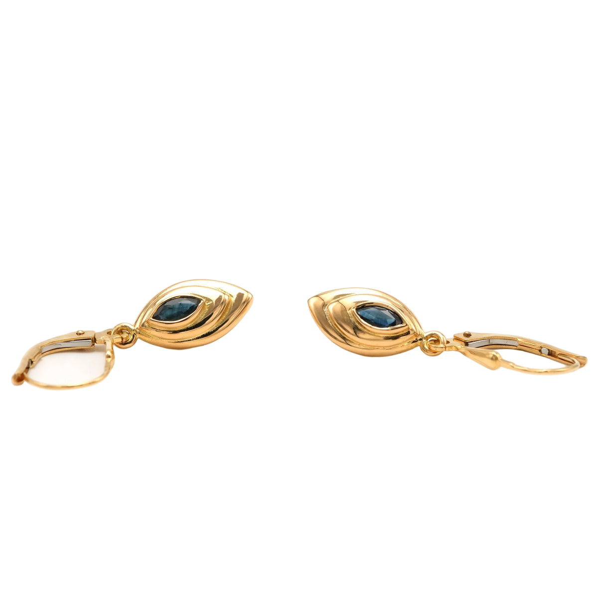 Boucles d'oreilles Pendantes en or jaune et saphirs