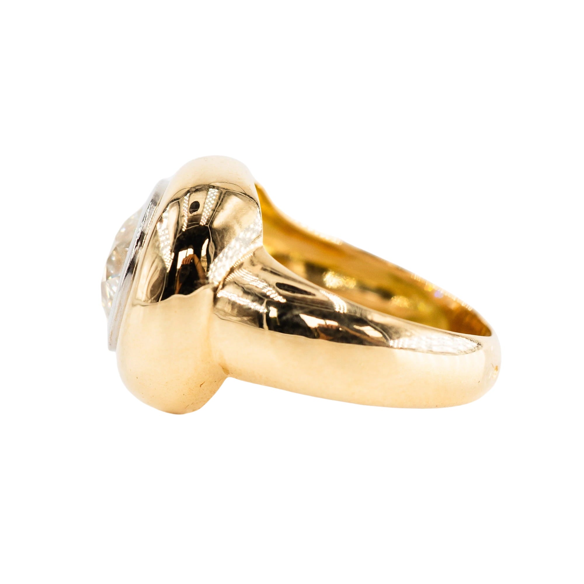 Bague Solitaire en or jaune, platine et diamant