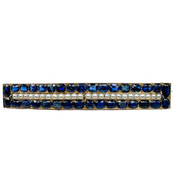 Broche Barrette en or jaune, perles et saphirs