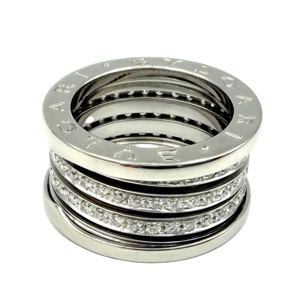 Bague Bandeau BULGARI "B.Zero1" en or blanc et diamants