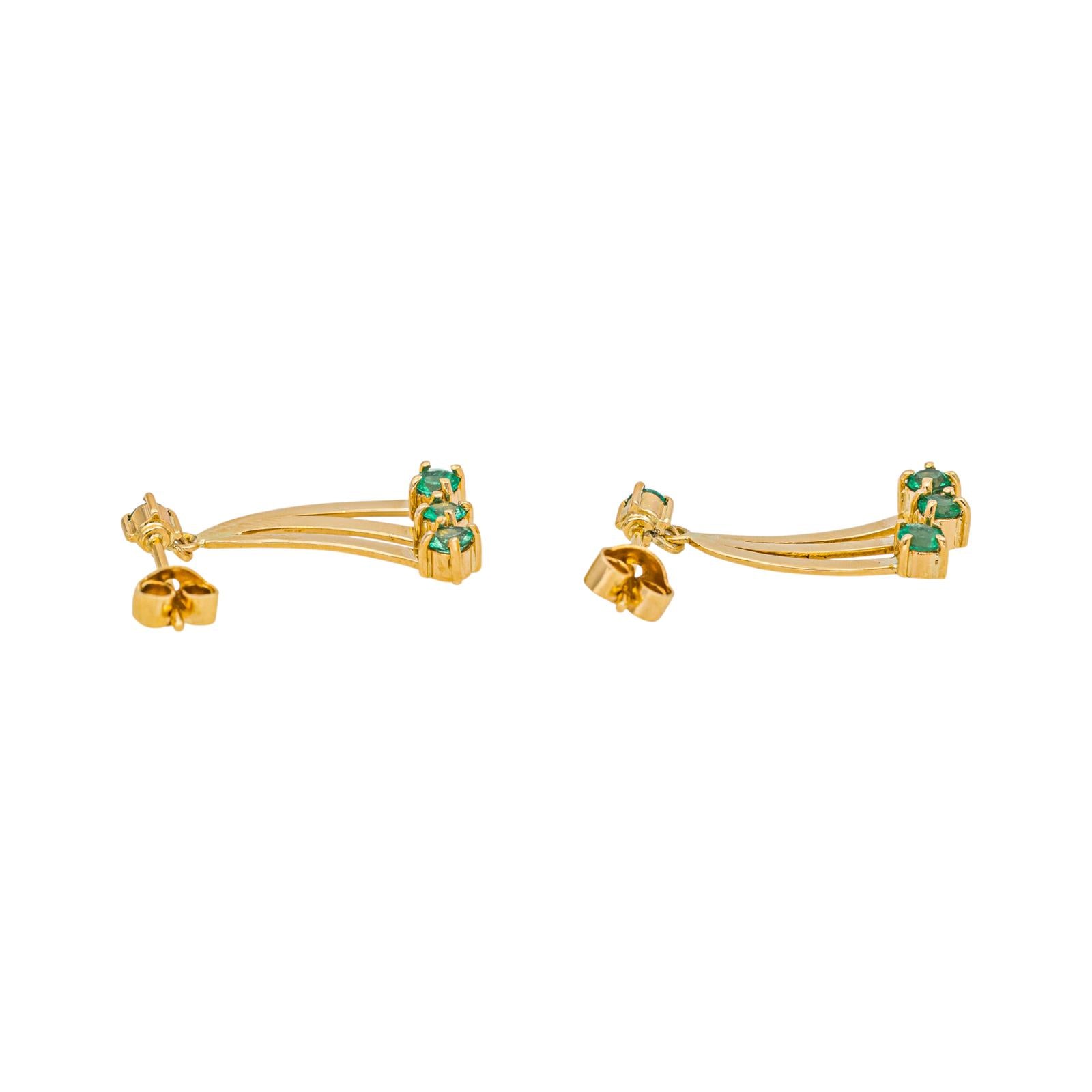 Boucles d'oreilles  Or jaune  Emeraude 