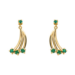 Boucles d'oreilles  Or jaune  Emeraude 