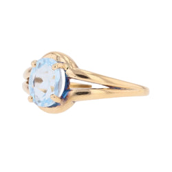 Bague Solitaire en or jaune et aigue-marine