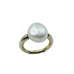 Bague Solitaire en or jaune et perle
