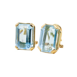 Boucles d'oreilles Clips en or jaune et aigues-marines