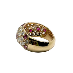 Bague Jonc en or jaune, rubis et diamants