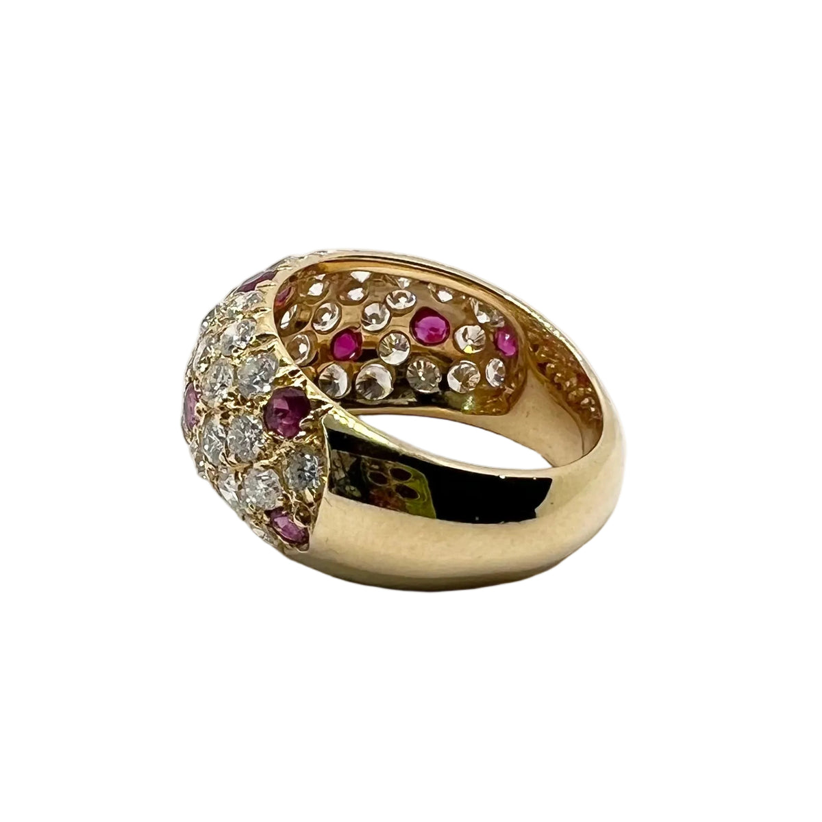 Bague Jonc en or jaune, rubis et diamants