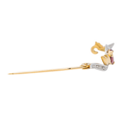 Broche Or jaune Rubis
