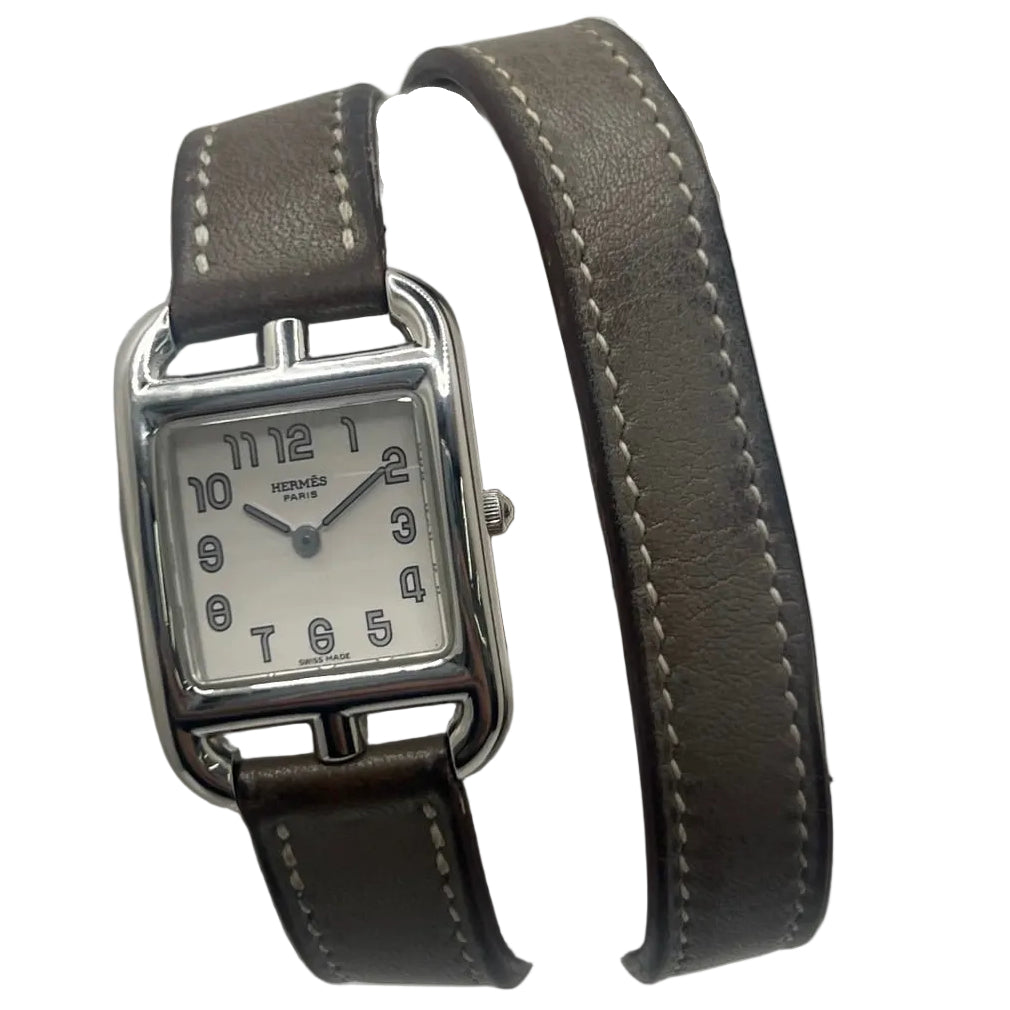 Montre HERMÈS Cape Cod PM en acier et cuir