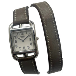 Montre HERMÈS "Cape Cod" PM en acier et cuir