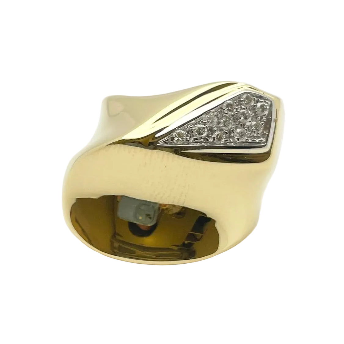 Bague Chevalière en or blanc, or jaune et diamants