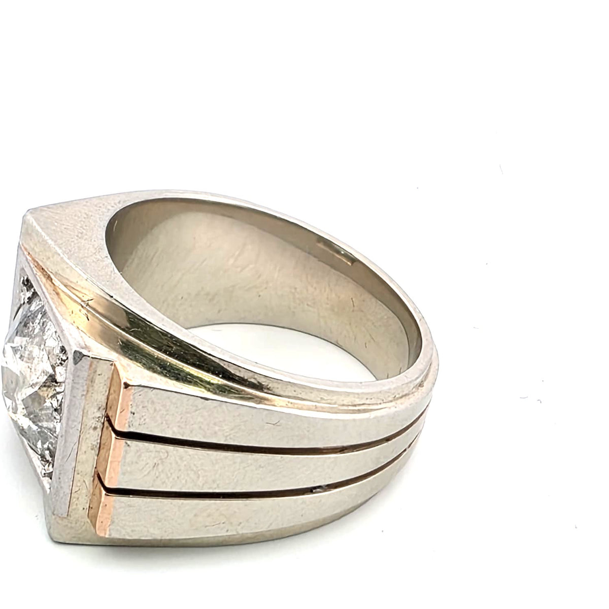 Bague Tank en or blanc, or jaune et diamants