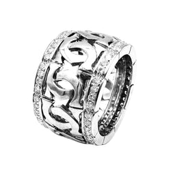 Bague Bandeau CARTIER "Entrelacé" en or blanc et diamants