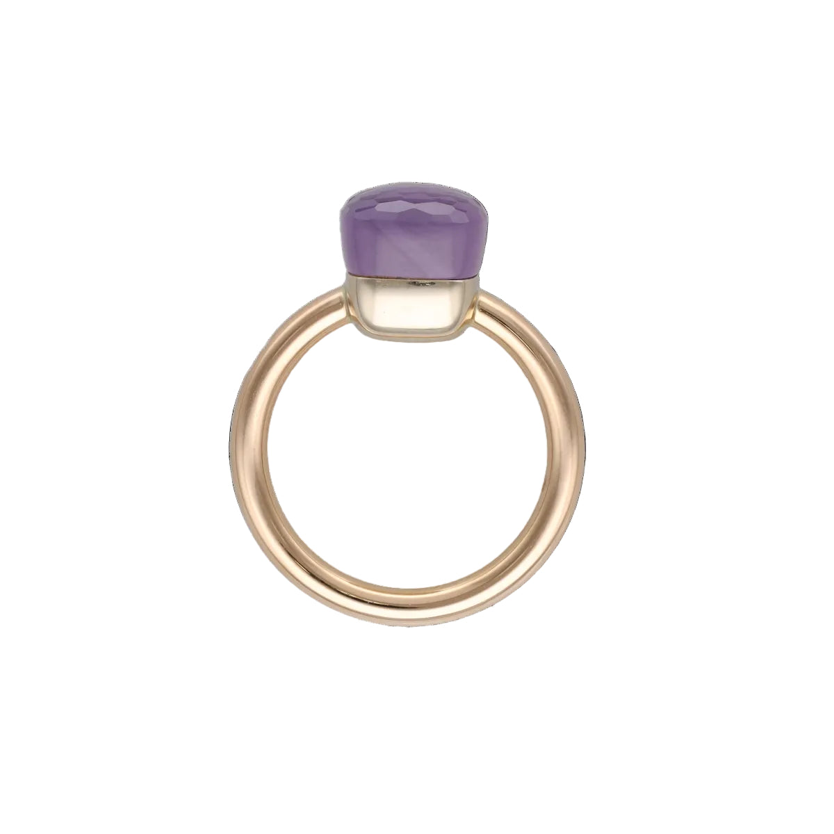 Bague Solitaire POMELLATO "Nudo Classic" en or blanc, or rose et améthyste