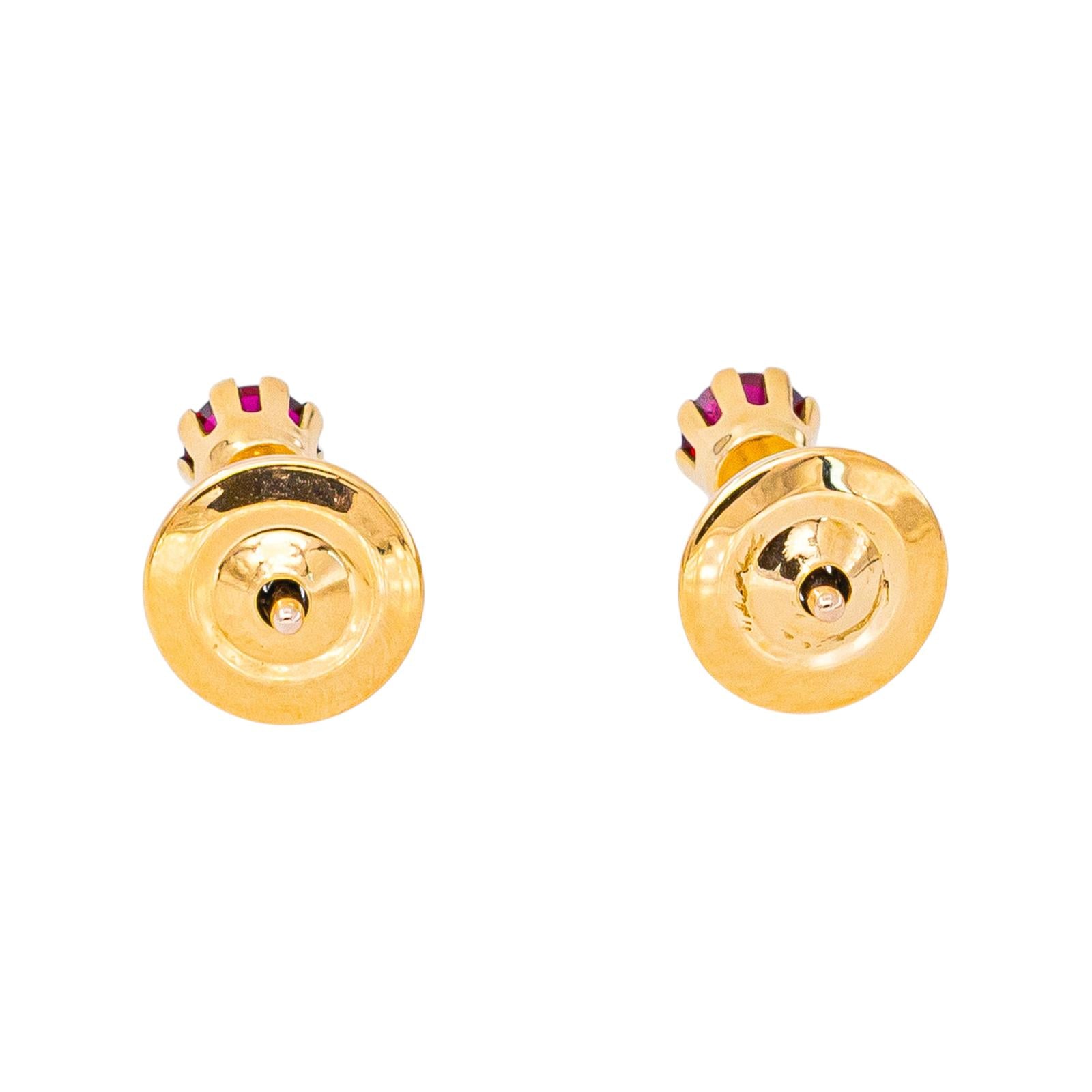 Boucles d'oreilles Puces  Or jaune  Rubis