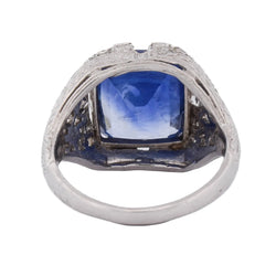 Bague Cocktail en platine, saphir et diamants