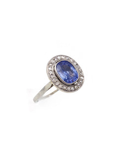 Bague Entourage en or blanc, platine, saphir et diamants