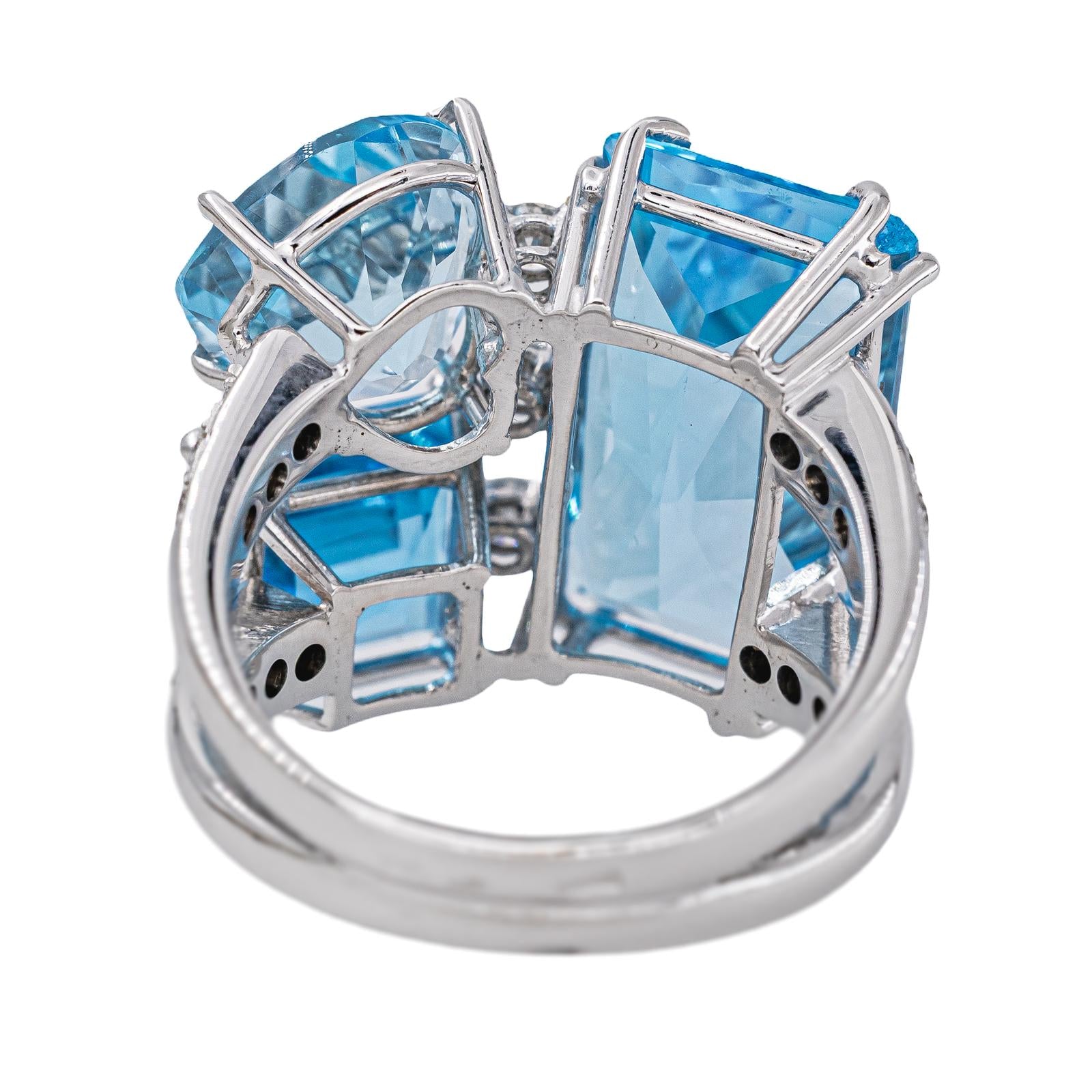 Bague  Cocktail Or blanc  Topaze