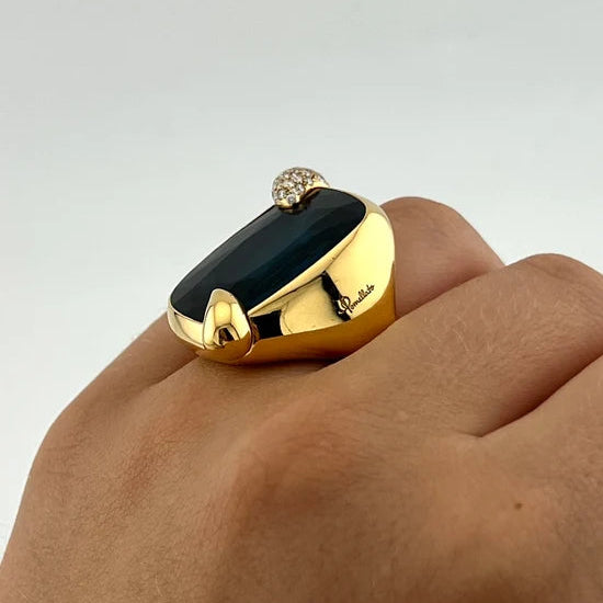 Bague Cocktail POMELLATO en or jaune, topaze et diamants