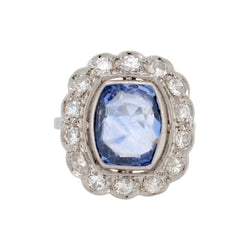 Bague Pompadour en platine, saphir et diamants