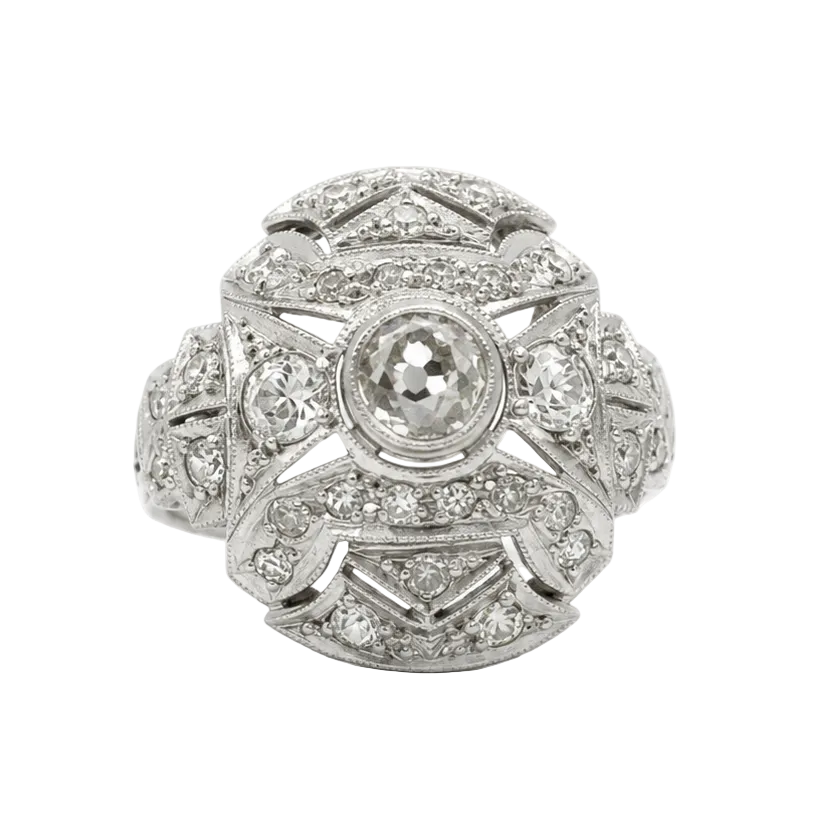 Bague Dôme en platine et diamants