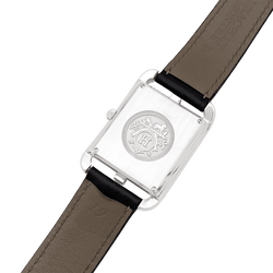 Montre Hermès, "Cape Cod", acier, cuir, grand modèle.