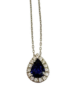 Collier en or blanc, saphir et diamants