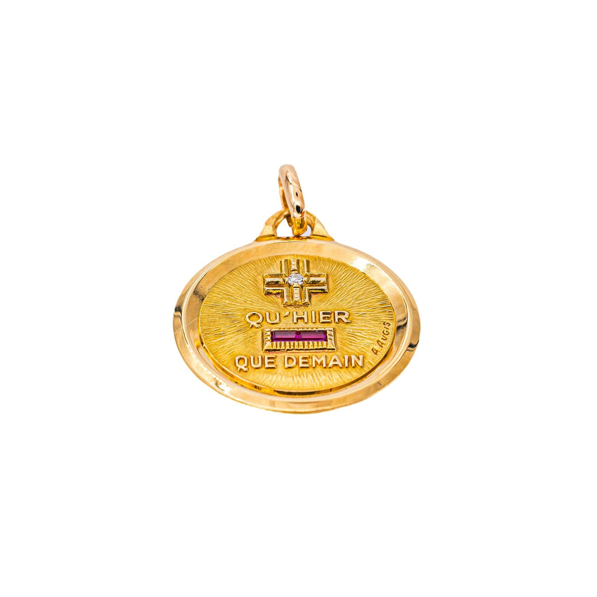 Augis Pendentif Médaille d'amour Or jaune Rubis