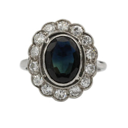 Bague Marguerite en or blanc, saphir et diamants