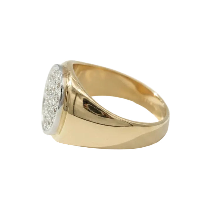 Bague Chevalière en or jaune et diamants