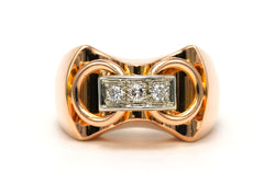 Bague Tank en or jaune et diamants