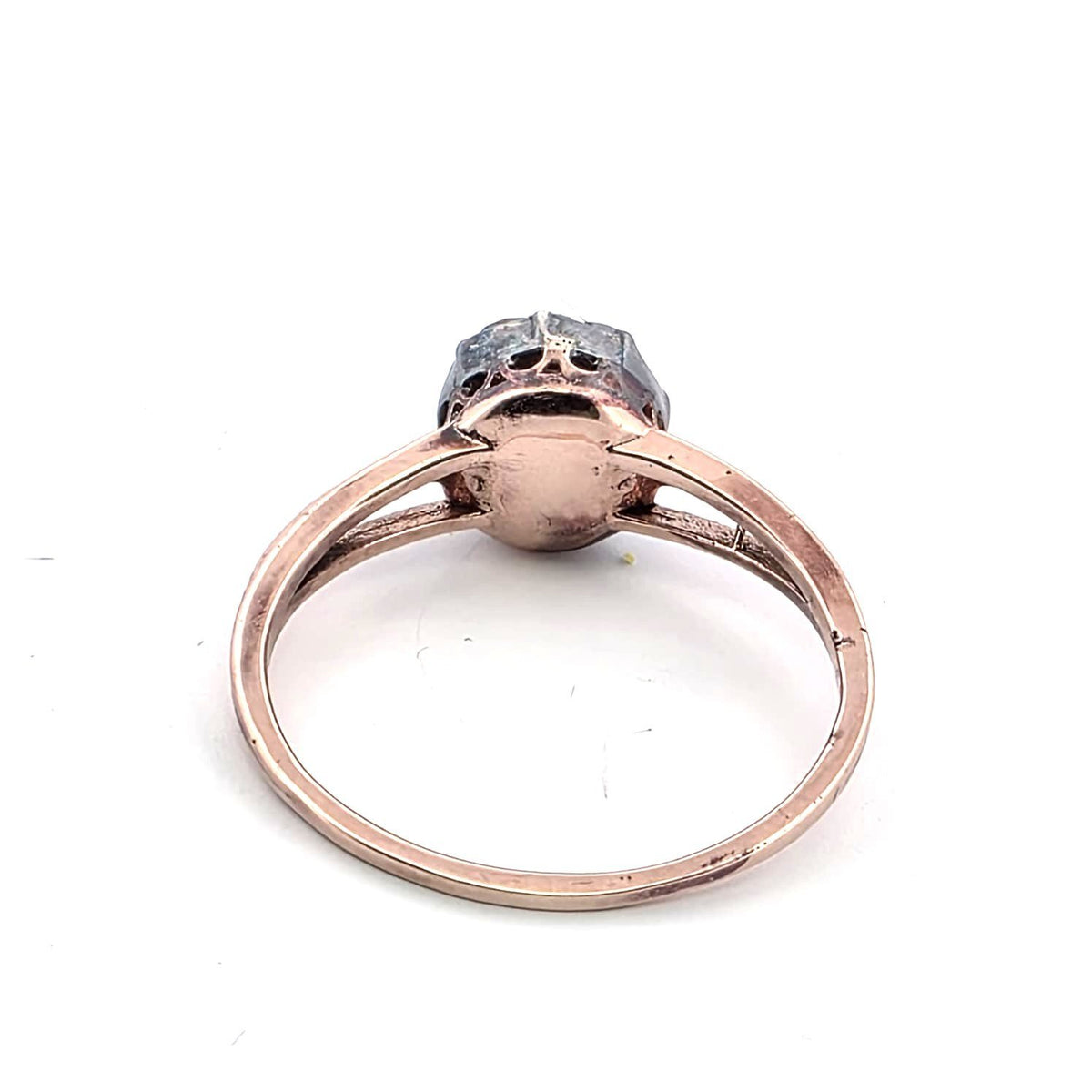 Bague Solitaire en or rose, argent et diamant